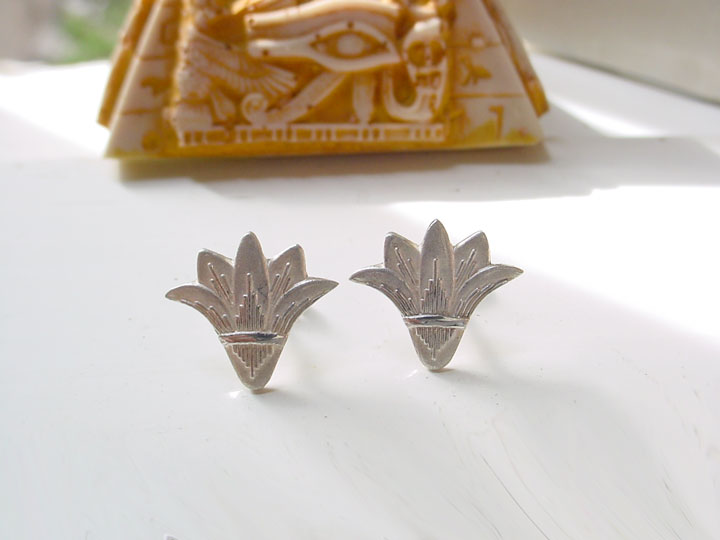 silver lotus flower earrings