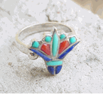 Cartouche Lotus Flower Ring Sterling Silver