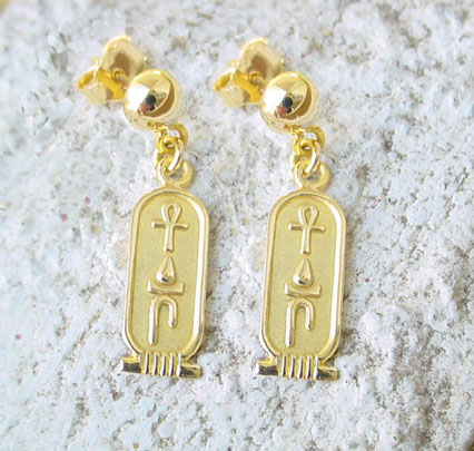 Egyptian gold cartouche earrings